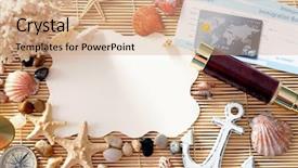  Presentation with bamboo paper - Presentation design having anchors compass - travel concept composition of marine background and a coral colored foreground