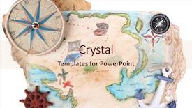  Presentation with treasure map - Presentation design consisting of anchors compass - treasure map with sea accessories background and a lemonade colored foreground