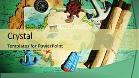  Presentation with treasure map - Slide deck having anchors compass - treasure map with sea accessories background and a blonde colored foreground