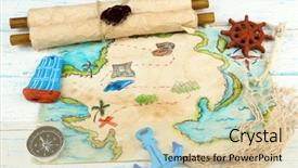  Presentation with treasure map - Presentation theme featuring anchors compass - treasure map with sea accessories background and a lemonade colored foreground