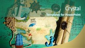  Presentation with treasure map - Slide set featuring anchors compass - treasure map with sea accessories background and a ocean colored foreground