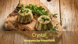  Presentation with herbs - Presentation with anchovies-little-cakes-with-herbs background and a tawny brown colored foreground