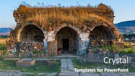  Presentation with armenia - Colorful theme enhanced with ancien-tradiotional-house-of-lori backdrop and a gray colored foreground