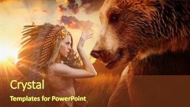  Presentation with american indian - Slide deck enhanced with ancient - american indian with plume background and a tawny brown colored foreground