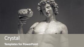  Presentation with wine - Beautiful PPT theme featuring ancient - dionysus bacchus wine statue portrait backdrop and a gray colored foreground