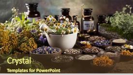  Presentation with herbs - Amazing PPT layouts having ancient - fresh medicinal healing herbs backdrop and a tawny brown colored foreground
