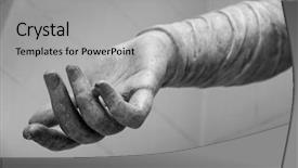  Presentation with stone - Theme having ancient - stone statue detail of human background and a light gray colored foreground