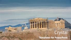  Presentation with ancient greece - PPT layouts with ancient acropolis in rays of sunset athens greece copyspace background and a coral colored foreground