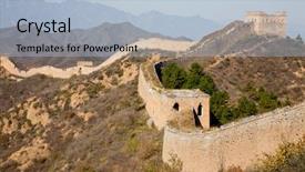  Presentation with ancient china - Theme having ancient and ruined great wall background and a light blue colored foreground