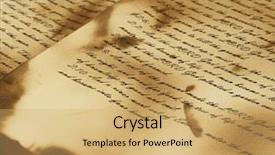  Presentation with bible - Presentation theme having ancient and vintage handwritten bible background and a yellow colored foreground