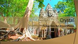  Presentation with cambodia - Amazing PPT theme having ancient angkor gates in cambodia backdrop and a coral colored foreground