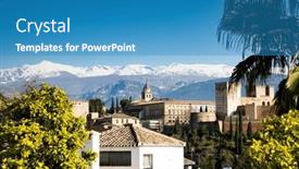  Presentation with granada - Slide set having ancient-arabic-fortress-alhambra-granada background and a teal colored foreground