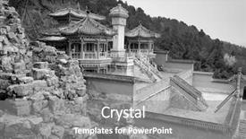  Presentation with ancient death and burial - Beautiful PPT theme featuring ancient architecture closeup in beijing backdrop and a gray colored foreground