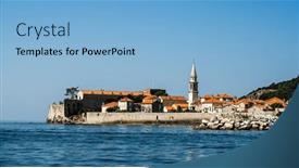  Presentation with architecture old - PPT layouts enhanced with ancient-architecture-in-montenegro-adriatic background and a light blue colored foreground
