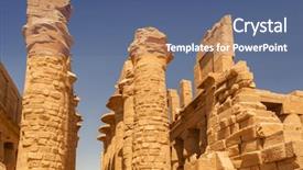  Presentation with ancient egypt - Slide deck having ancient architecture of karnak temple background and a ocean colored foreground