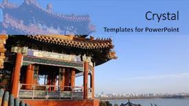  Presentation with ancient china - Presentation enhanced with ancient architecture summer palace beijing china background and a light blue colored foreground
