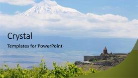  Presentation with ancient - Presentation design consisting of ancient armenian church khor virap background and a light blue colored foreground