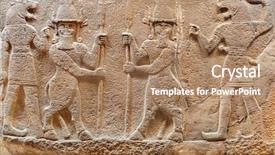  Presentation with museum - Presentation theme having ancient art in the museum background and a coral colored foreground