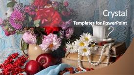  Presentation with detox green smoothies still life - Amazing PPT layouts having ancient autumn still life backdrop and a gray colored foreground