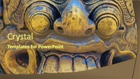  Presentation with bali statue - Theme consisting of ancient-balinese-statue background and a tawny brown colored foreground