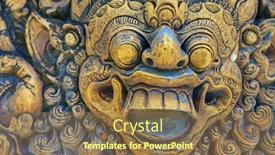  Presentation with bali statue - Beautiful PPT theme featuring ancient-balinese-statue backdrop and a tawny brown colored foreground