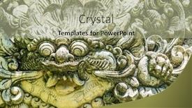  Presentation with bali statue - Presentation theme having ancient-balinese-statue background and a mint green colored foreground