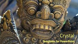  Presentation with bali statue - PPT theme having ancient-balinese-statue background and a tawny brown colored foreground