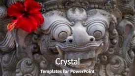  Presentation with bali statue - Presentation having ancient balinese statue background and a dark gray colored foreground
