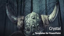  Presentation with warrior - Amazing PPT theme having ancient battles - helmet viking warrior male dressed backdrop and a wine colored foreground