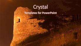  Presentation with night - Beautiful PPT theme featuring ancient battles - watchtower at night backdrop and a wine colored foreground