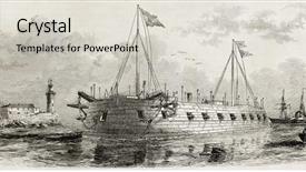  Presentation with battery - Theme consisting of ancient battleship - austrian floating cannons battery background and a lemonade colored foreground