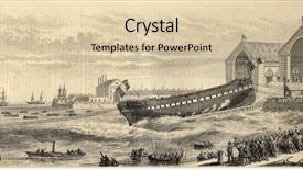  Presentation with frigate - Presentation theme enhanced with ancient battleship - old illustration of a military background and a lemonade colored foreground