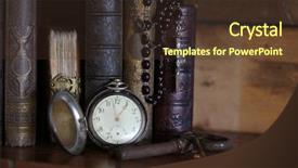  Presentation with ancient - Slide deck with ancient bibles with pocket watch background and a tawny brown colored foreground
