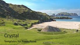  Presentation with celtic - Beautiful PPT theme featuring ancient blackhouse or celtic croft backdrop and a gold colored foreground