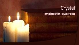  Presentation with life memorial candle light - PPT theme having ancient books with candle lights background and a  colored foreground