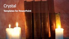  Presentation with life memorial candle light - Theme consisting of ancient books with candle lights background and a tawny brown colored foreground