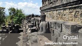  Presentation with borobudur temple - Amazing PPT theme having ancient borobudur temple yogyakarta java backdrop and a gray colored foreground