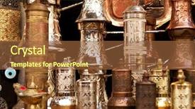  Presentation with pepper - Theme featuring ancient brass pepper mills in souvenir shop in mostar bosnia and herzegovina background and a tawny brown colored foreground
