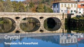  Presentation with ancient village - Colorful theme enhanced with ancient-bridge-and-village backdrop and a teal colored foreground