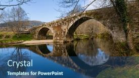  Presentation with ancient village - PPT theme having ancient-bridge-of-vilela-near background and a  colored foreground