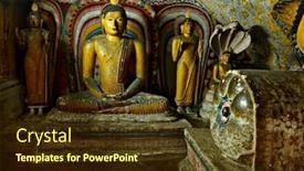  Presentation with caves - Slide set enhanced with ancient-buddha-image-in-dambulla background and a tawny brown colored foreground