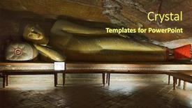  Presentation with caves - Audience pleasing presentation theme consisting of ancient-buddha-image-in-dambulla backdrop and a tawny brown colored foreground