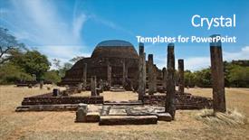  Presentation with vedic ancient buddhist text - Beautiful slides featuring ancient buddhist dagoba stupe pabula backdrop and a teal colored foreground