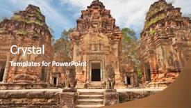  Presentation with khmer - PPT layouts with ancient buddhist khmer temple background and a coral colored foreground