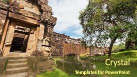  Presentation with khmer - Beautiful PPT theme featuring ancient buddhist khmer temple backdrop and a tawny brown colored foreground