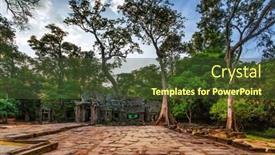  Presentation with khmer - Slide set with ancient buddhist khmer temple in angkor wat complex cambodia background and a tawny brown colored foreground