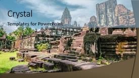  Presentation with khmer - PPT theme with ancient buddhist khmer temple background and a light blue colored foreground