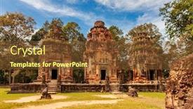  Presentation with khmer - Beautiful presentation design featuring ancient-buddhist-khmer-temple backdrop and a tawny brown colored foreground