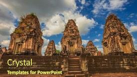  Presentation with khmer - Presentation design having ancient-buddhist-khmer-temple background and a tawny brown colored foreground