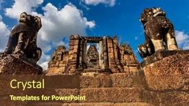  Presentation with khmer - Presentation featuring ancient-buddhist-khmer-temple background and a tawny brown colored foreground
